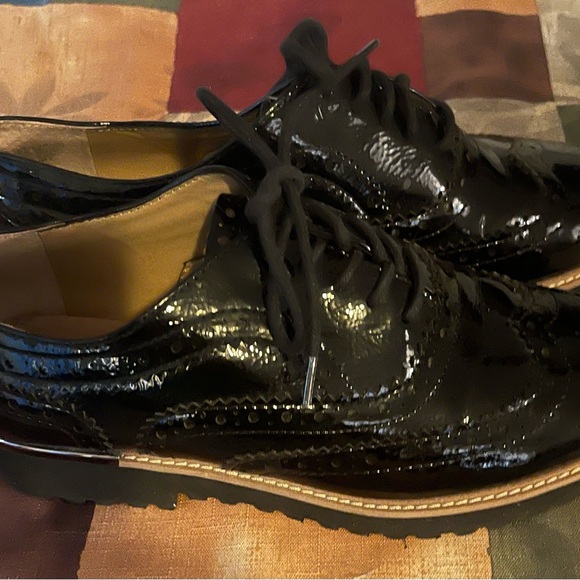 Franco Sarto  Unisex Oxford Patent Faux Leather Lace Up Oxfords Black Sz 6.5 - Picture 3 of 4